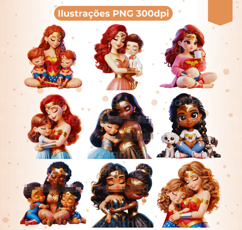 Kit Digital Dia das Mães Mulher Maravilha Arquivo em Png 4