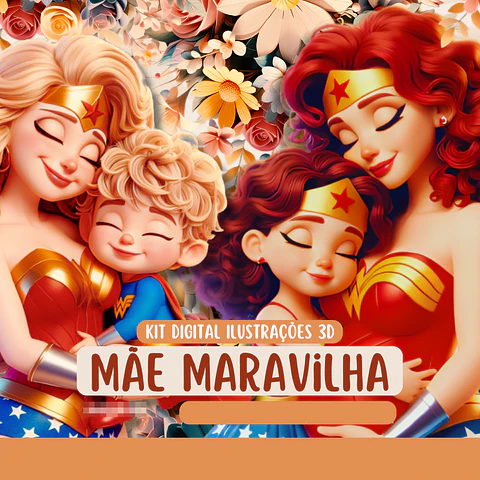 Kit Digital Dia das Mães Mulher Maravilha Arquivo em Png