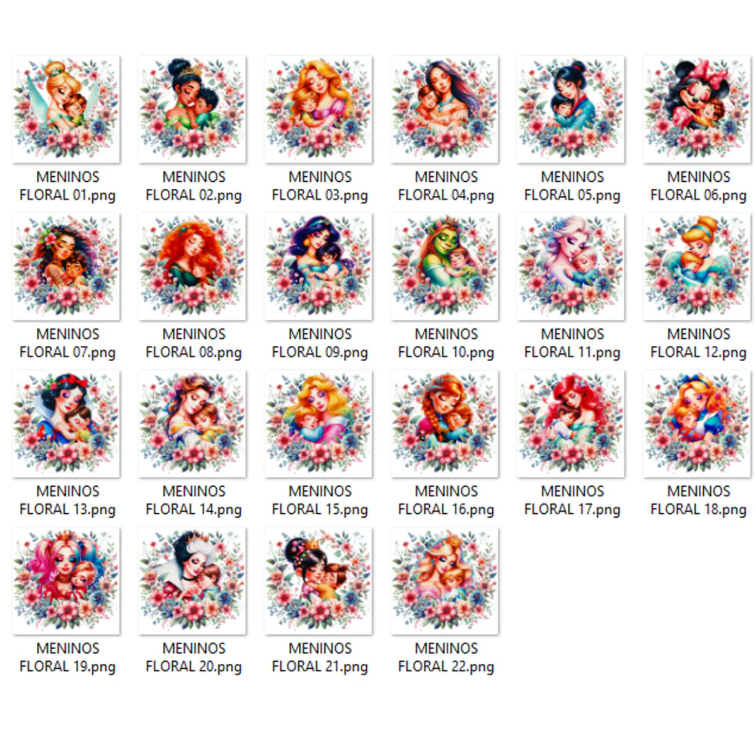 Kit Digital Princesas da Disney Dia das Mães Arquivo em Png  3