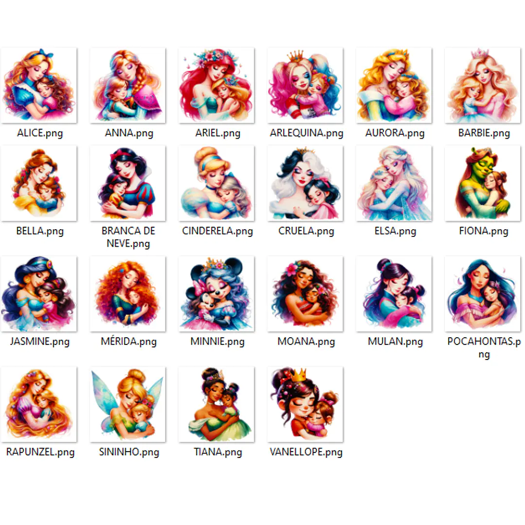 Kit Digital Princesas da Disney Dia das Mães Arquivo em Png  6