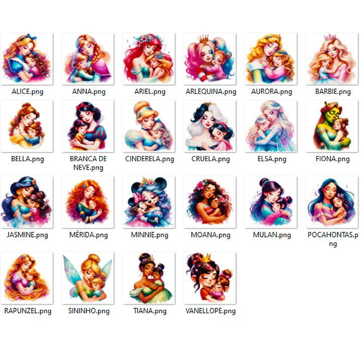 Kit Digital Princesas da Disney Dia das Mães Arquivo em Png  6