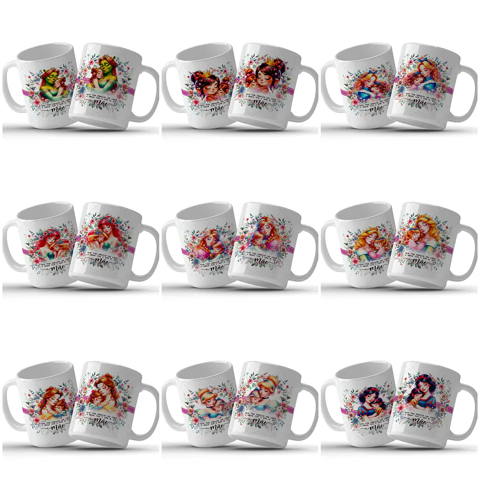 44 Artes para Caneca Princesas Dia das Mães Arquivo em Jpg   3