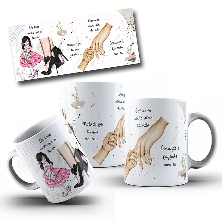 Arte Caneca De todo amor que eu tenho, metade foi tu que me deu salvando minha alma da vida Arquivo Editável 2