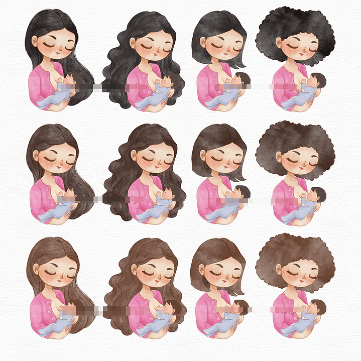 Kit Digital Dia das Mães Bonequinhas Aquarelado Arquivo em Png   2