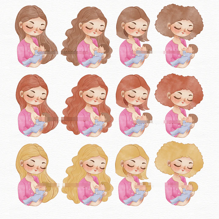 Kit Digital Dia das Mães Bonequinhas Aquarelado Arquivo em Png   6