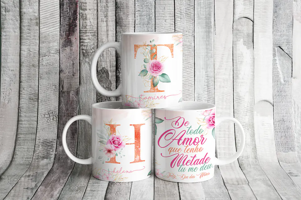 25 Artes para Caneca Alfabeto Floral Dia das Mães Arquivos em Jpg 1