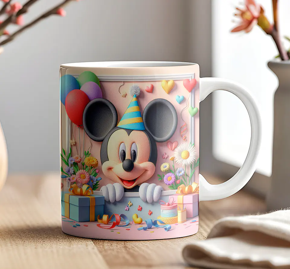 9 Artes para Caneca Aniversário Disney 3d Arquivos em Jpg 1