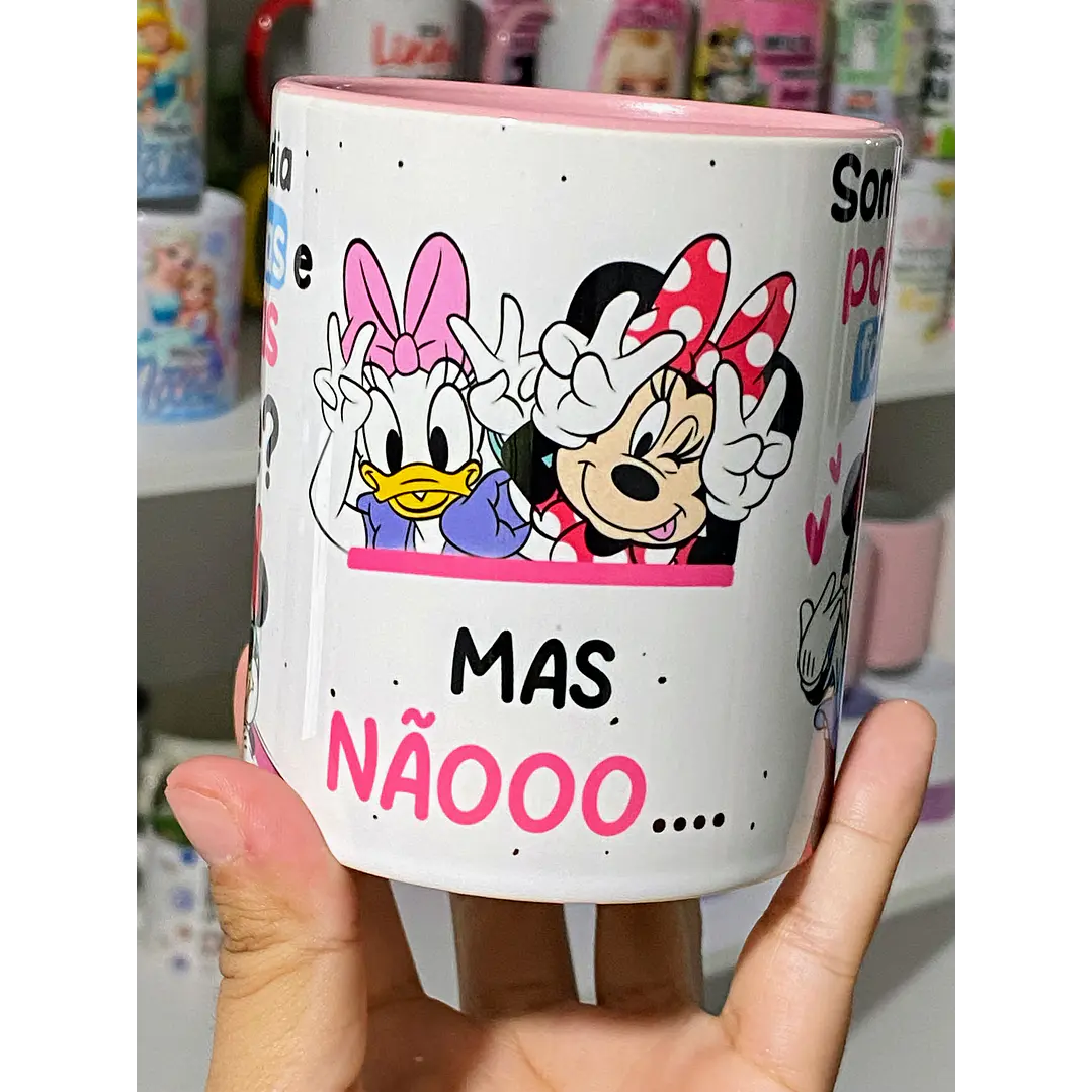 Arte Caneca Minnie e Margarida A gente poderia ser duas ricas e famosas né?  Arquivo em Jpg 2