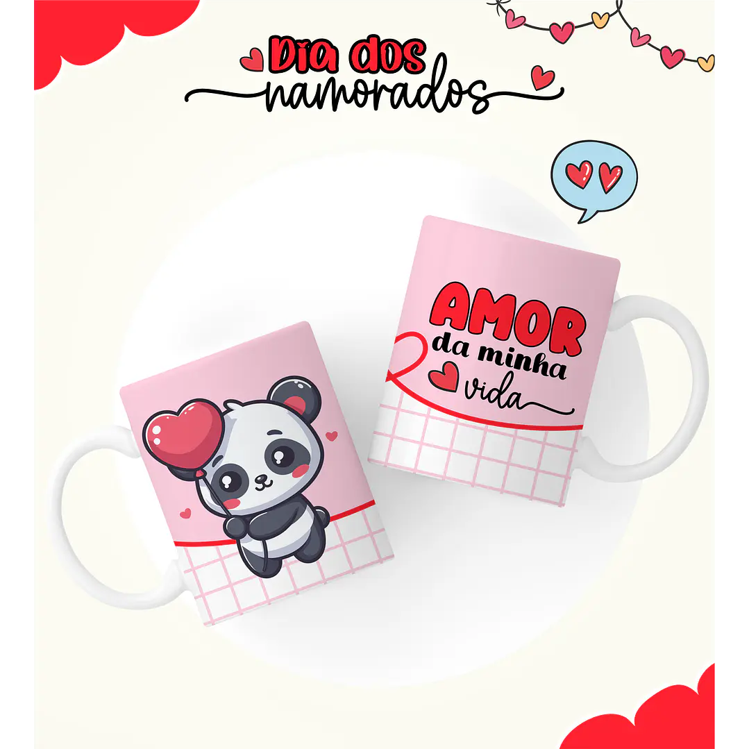 6 Artes Caneca Dia dos Namorados Arquivos Editável  3