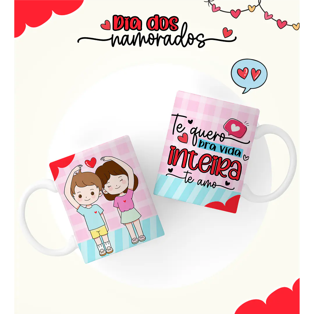 6 Artes Caneca Dia dos Namorados Arquivos Editável  4