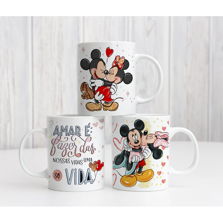 6 Artes Caneca e Camisa Dia dos Namorados Mickey e Minnie Arquivos Editável  1
