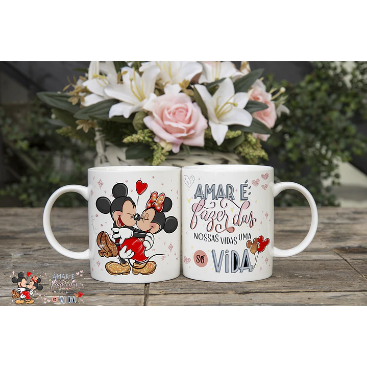 6 Artes Caneca e Camisa Dia dos Namorados Mickey e Minnie Arquivos Editável  2