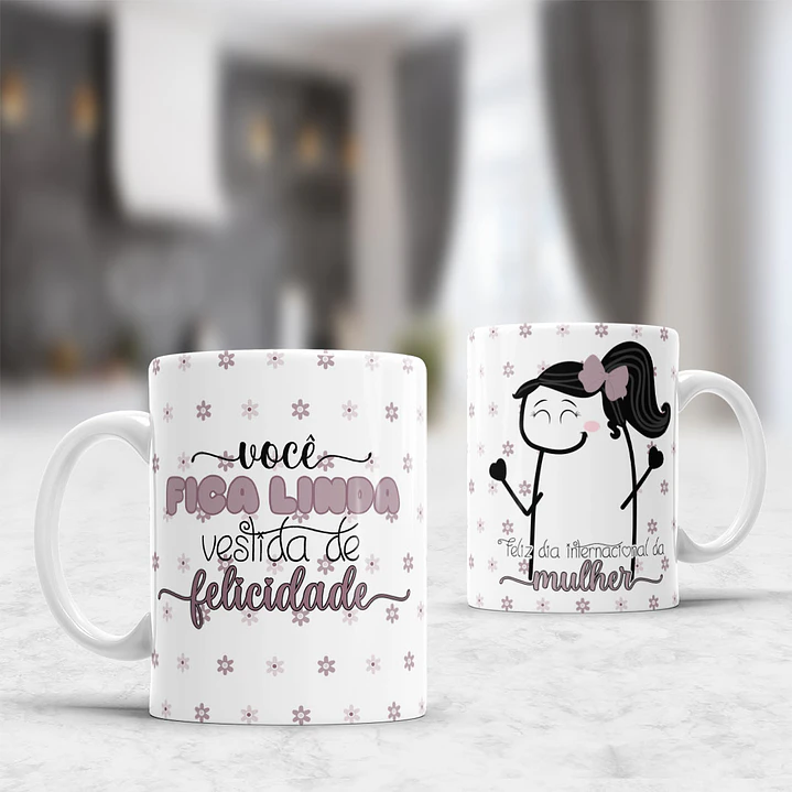 8 Artes Caneca Flork Dia das Mulheres Arquivos Editável  2