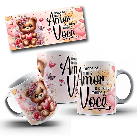 10 Artes Caneca Dia dos Namorados Ursinhos Arquivos Editáveis
