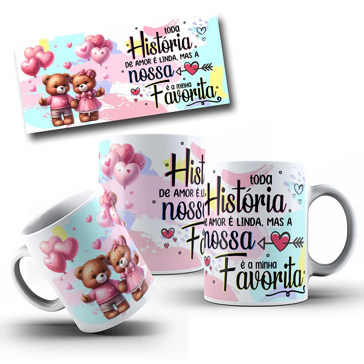 10 Artes Caneca Dia dos Namorados Ursinhos Arquivos Editáveis 3