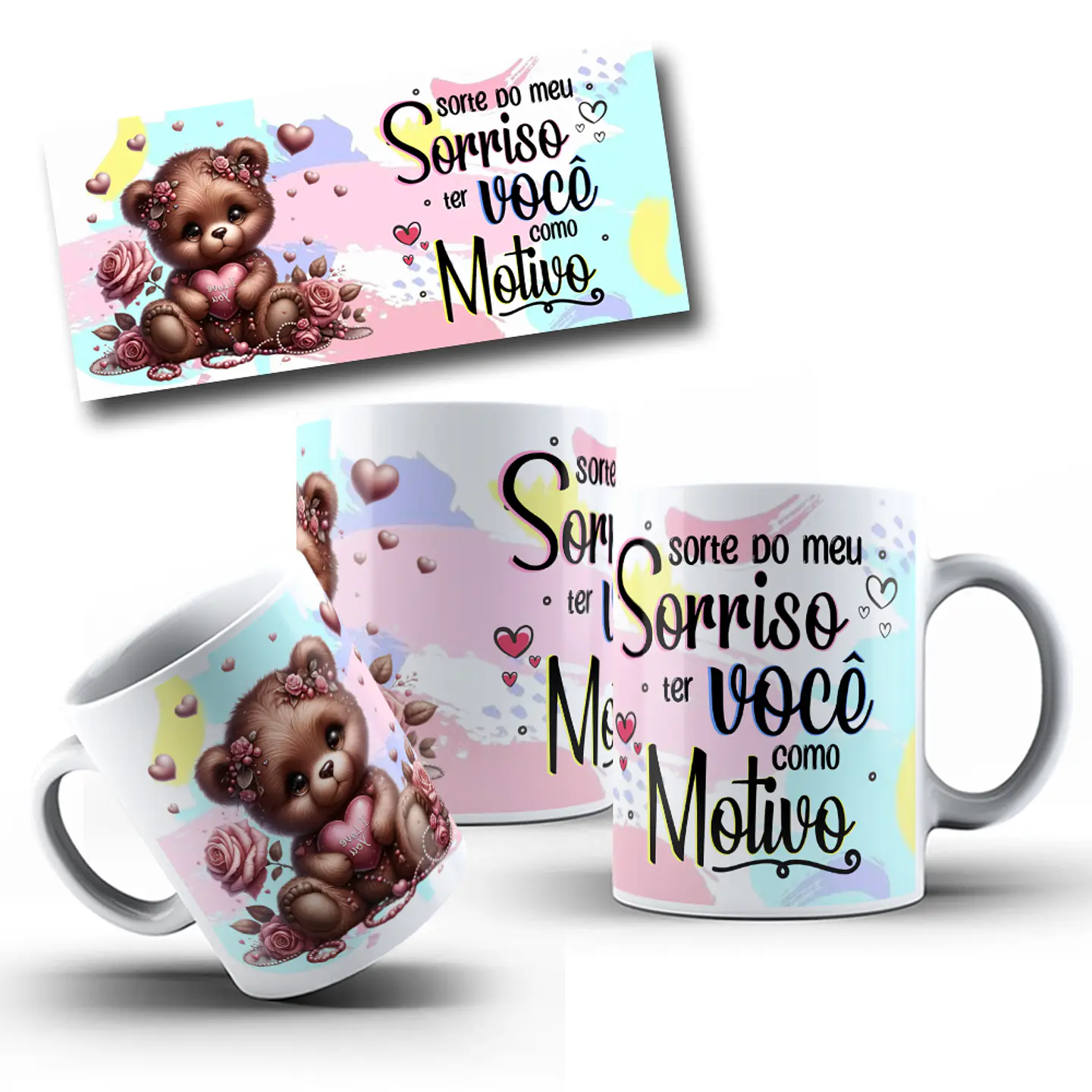 10 Artes Caneca Dia dos Namorados Ursinhos Arquivos Editáveis 4