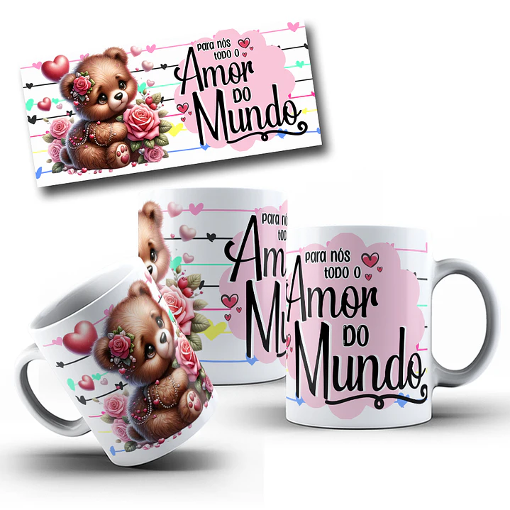 10 Artes Caneca Dia dos Namorados Ursinhos Arquivos Editáveis 6