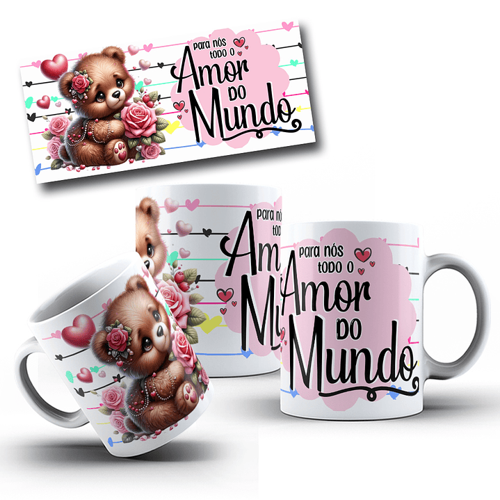 10 Artes Caneca Dia dos Namorados Ursinhos Arquivos Editáveis 6
