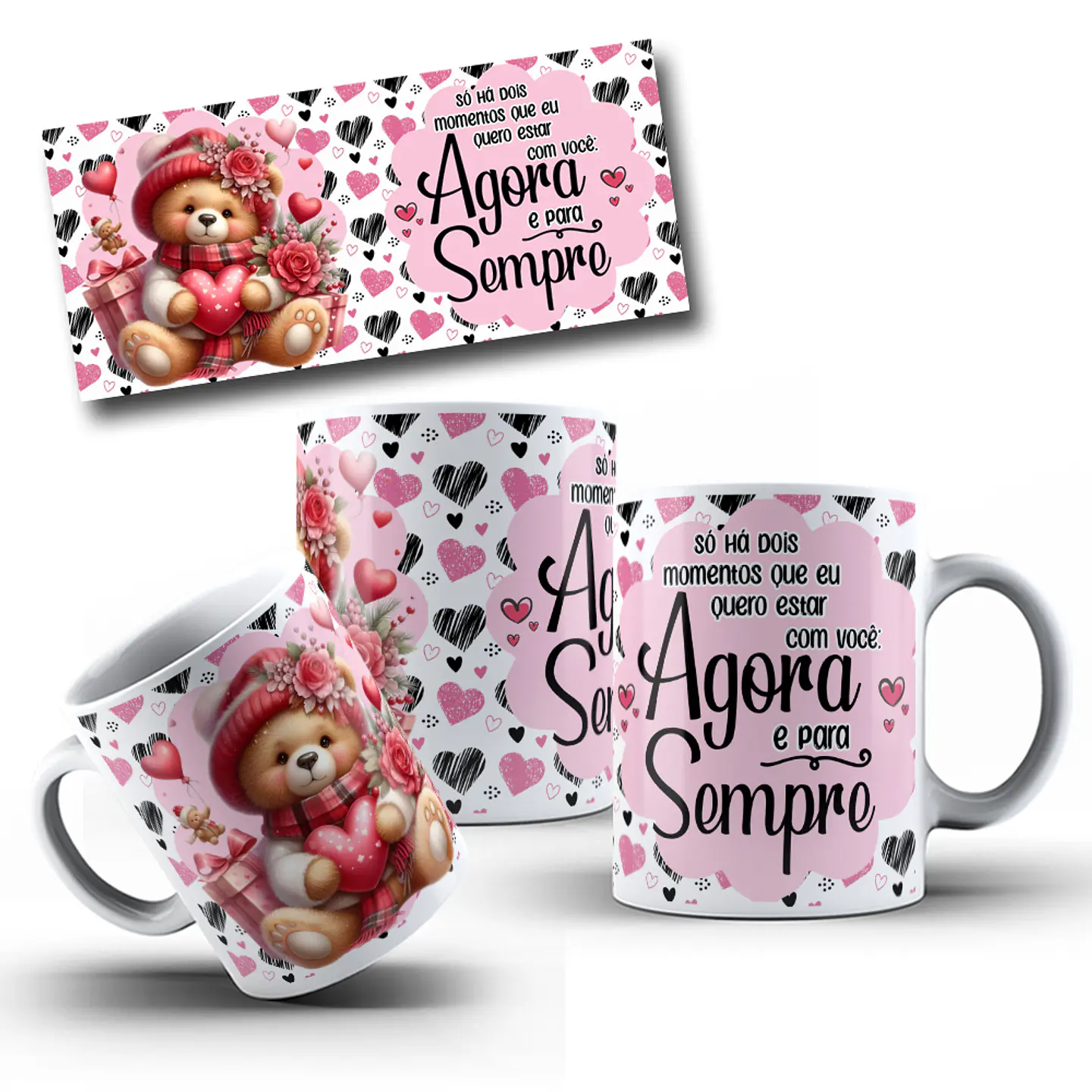10 Artes Caneca Dia dos Namorados Ursinhos Arquivos Editáveis 7