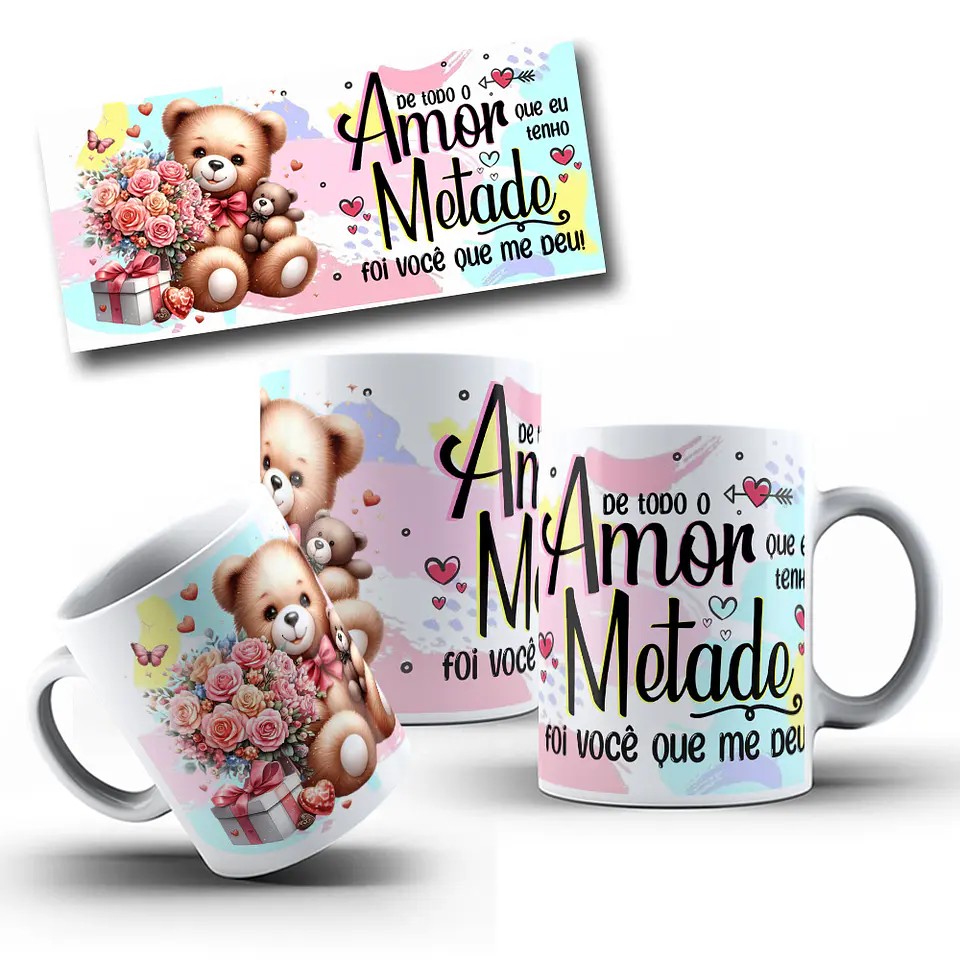 10 Artes Caneca Dia dos Namorados Ursinhos Arquivos Editáveis 10