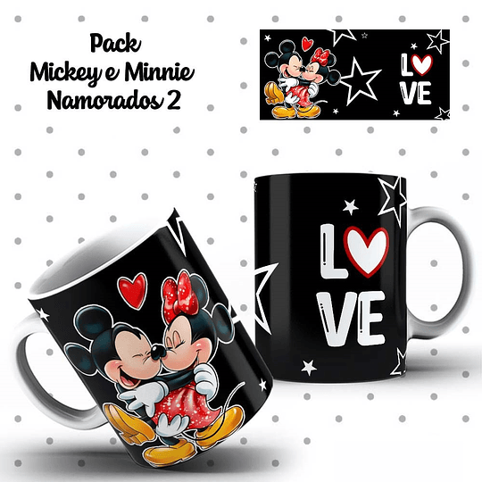 10 Artes Caneca Dia dos Namorados Mickey e Minnie Arquivos Editáveis