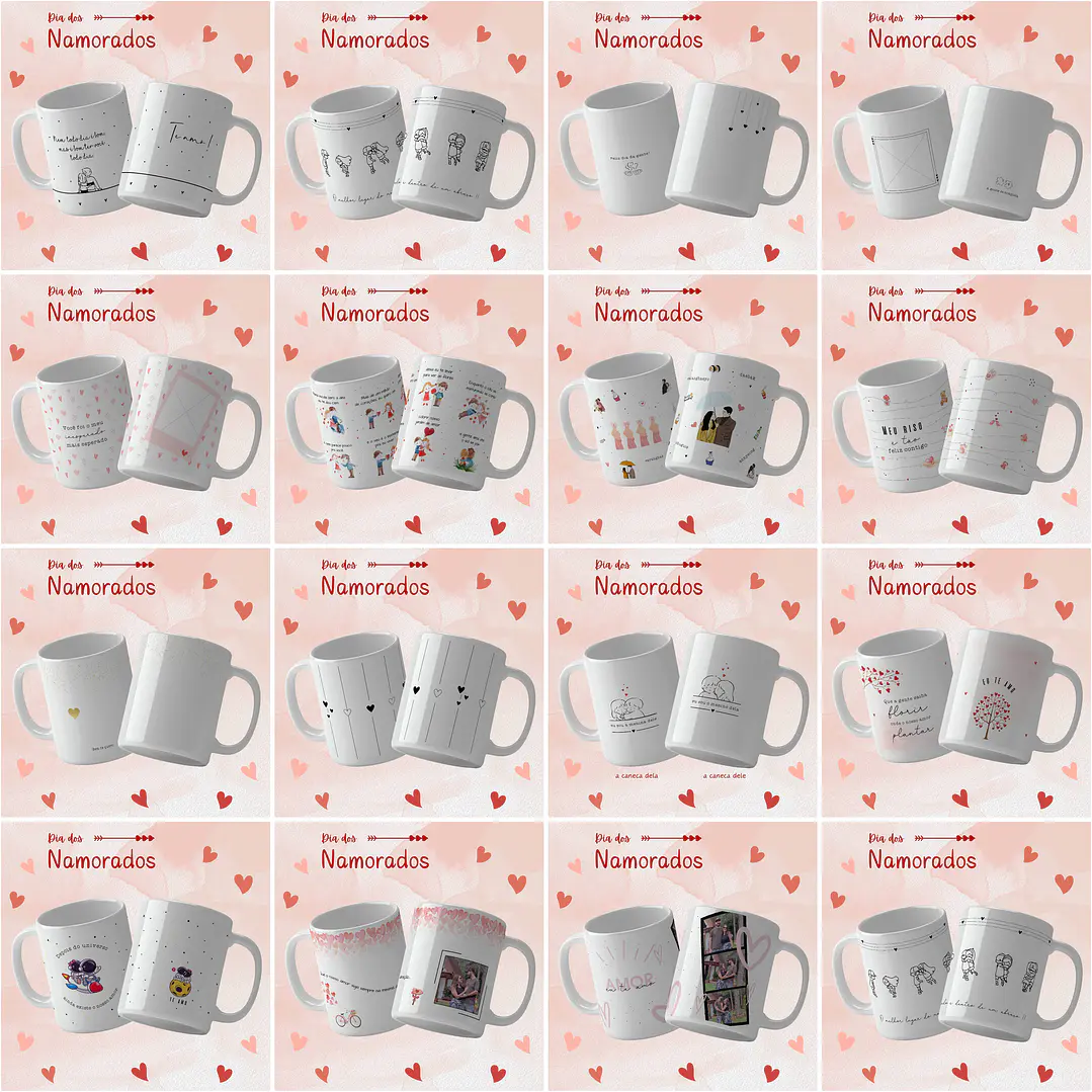 16 Artes Caneca Dia dos Namorados Arquivos Editáveis 2