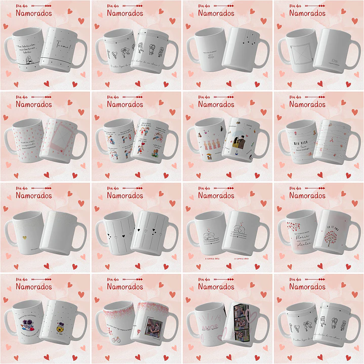 16 Artes Caneca Dia dos Namorados Arquivos Editáveis 2