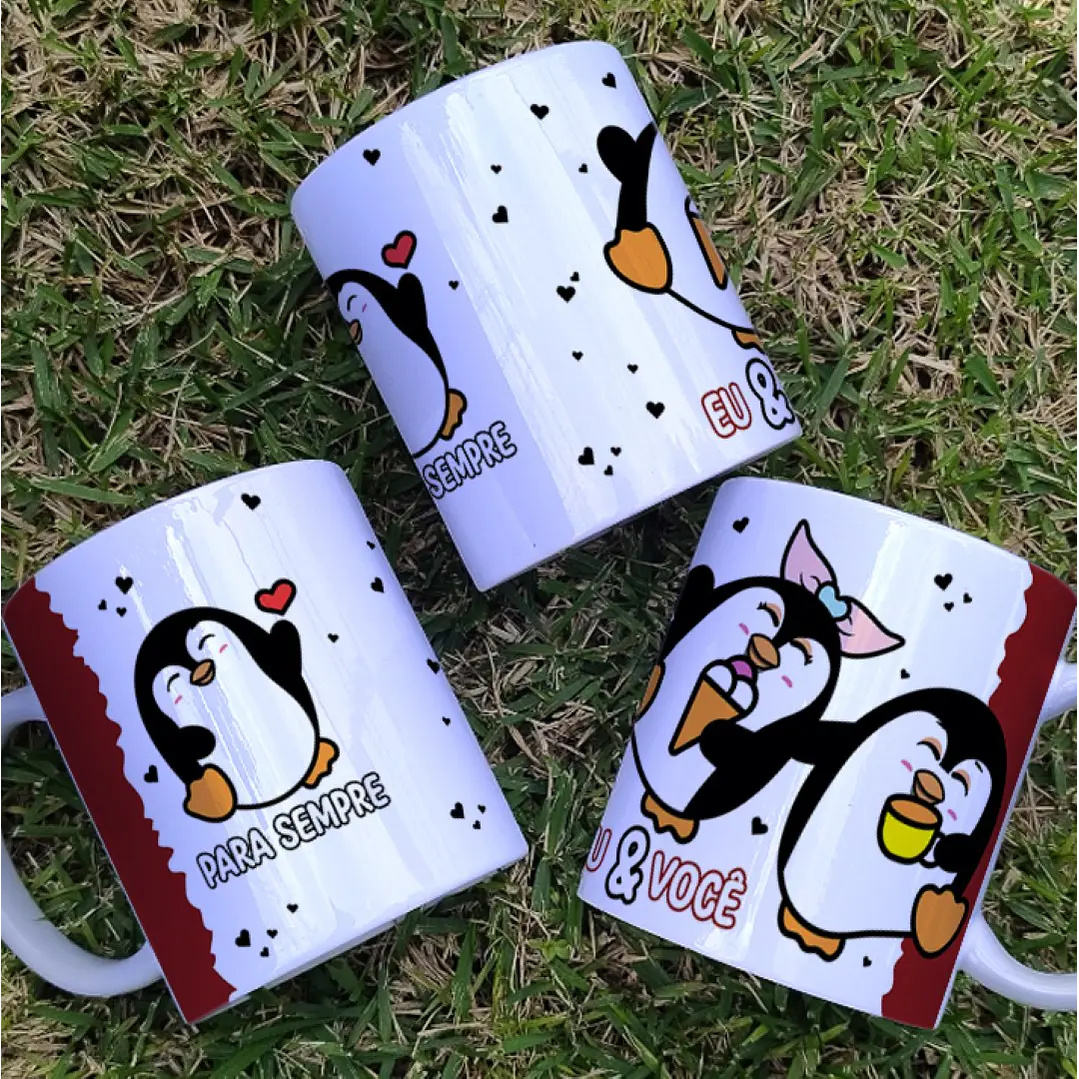19 Artes Caneca Azulejo e Camisa Dia dos Namorados Pinguins Cute Arquivos Editável 2