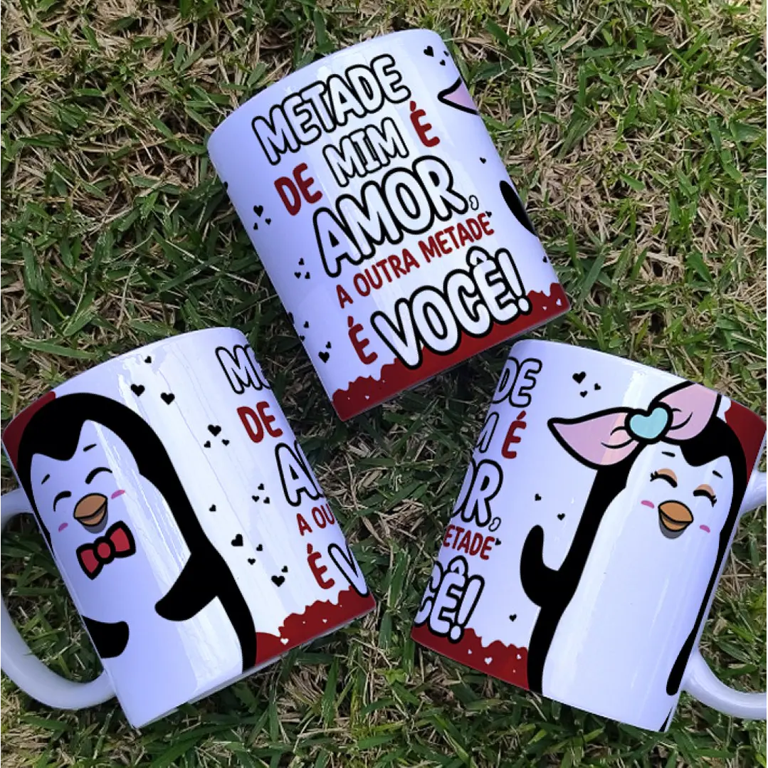 19 Artes Caneca Azulejo e Camisa Dia dos Namorados Pinguins Cute Arquivos Editável 3
