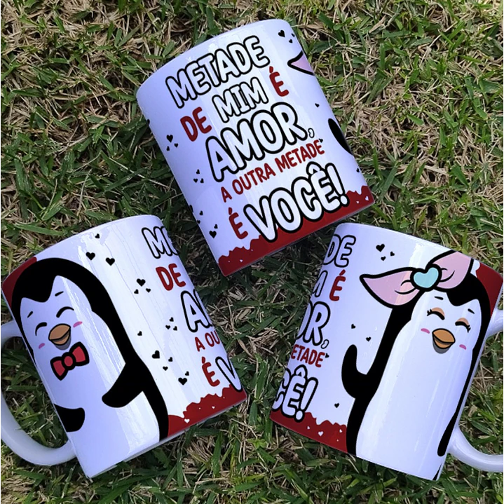 19 Artes Caneca Azulejo e Camisa Dia dos Namorados Pinguins Cute Arquivos Editável 3