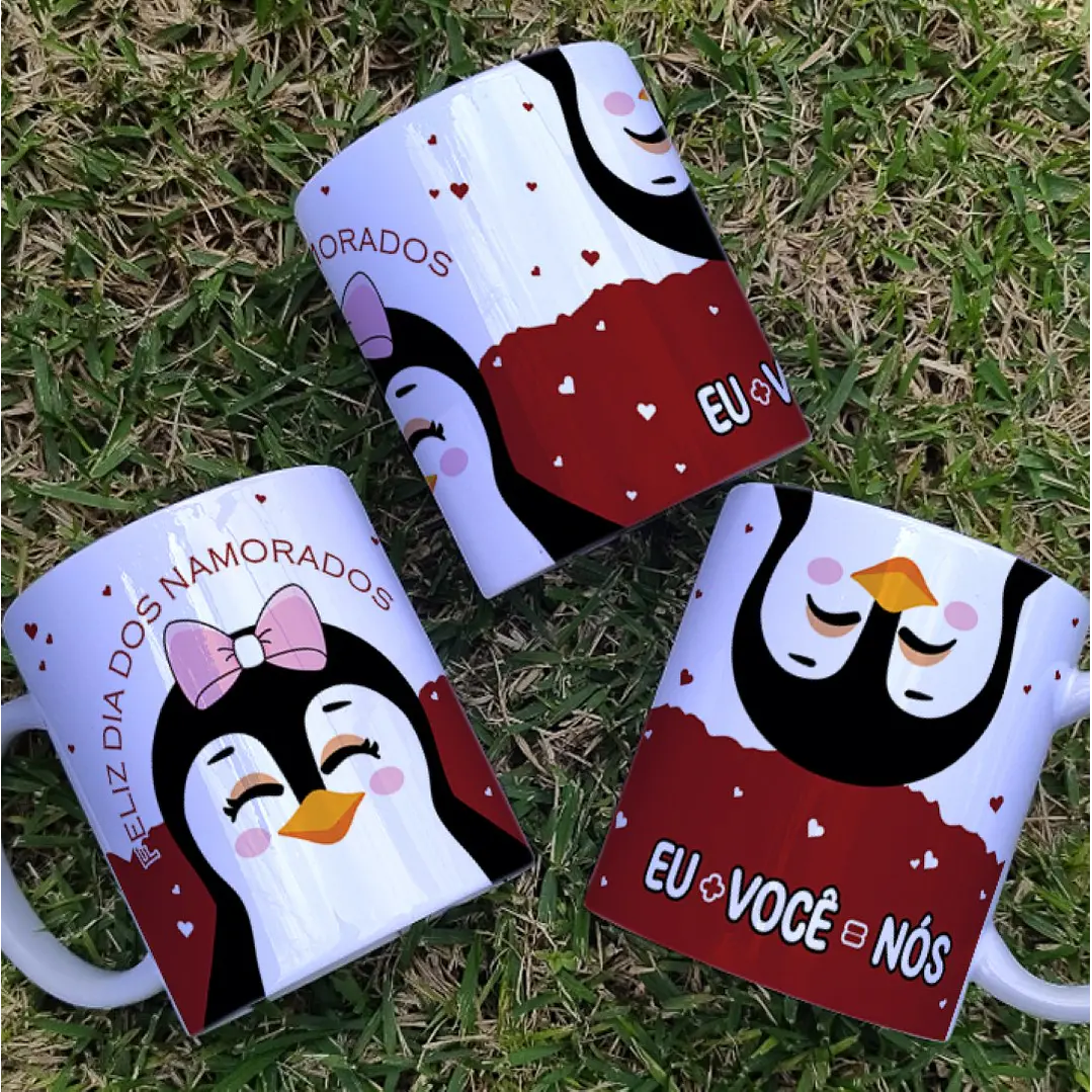19 Artes Caneca Azulejo e Camisa Dia dos Namorados Pinguins Cute Arquivos Editável 5