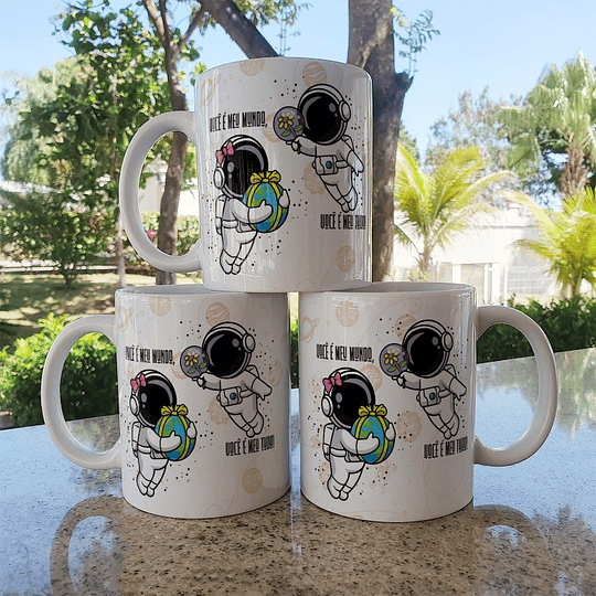 5 Artes para Caneca Dia dos Namorados Astronauta Arquivo Editável