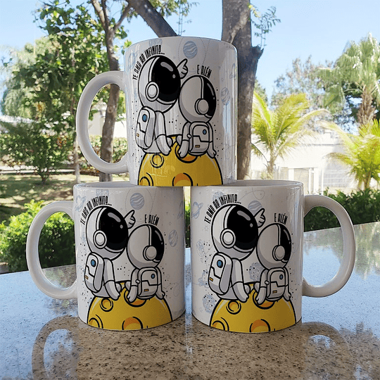 5 Artes para Caneca Dia dos Namorados Astronauta Arquivo Editável