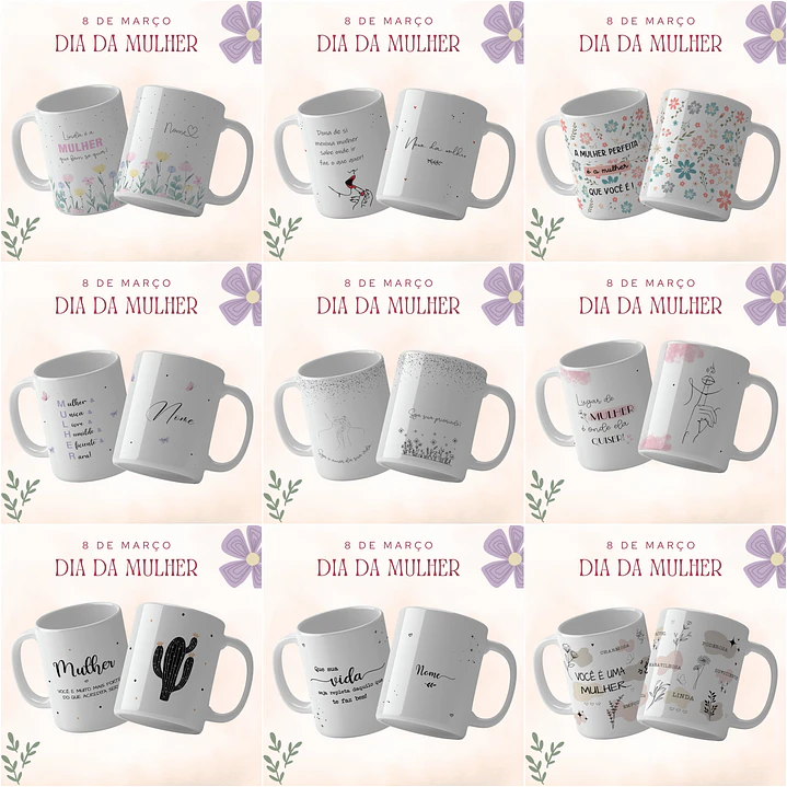 14 Artes para Caneca Dia das Mulheres Arquivo Editável 4