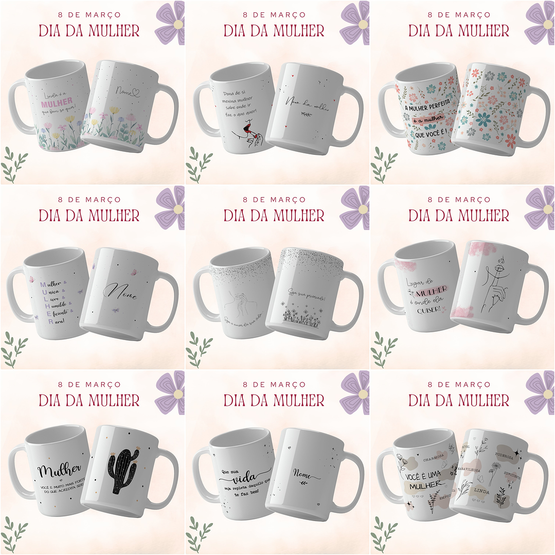 14 Artes para Caneca Dia das Mulheres Arquivo Editável 4