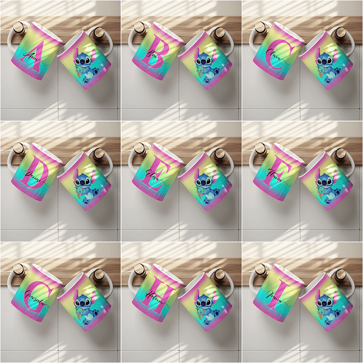 26 Artes para Caneca Alfabeto Stitch Arquivo Editável 1