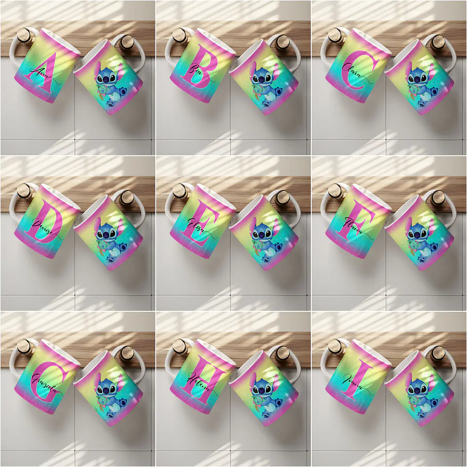 26 Artes para Caneca Alfabeto Stitch Arquivo Editável 1
