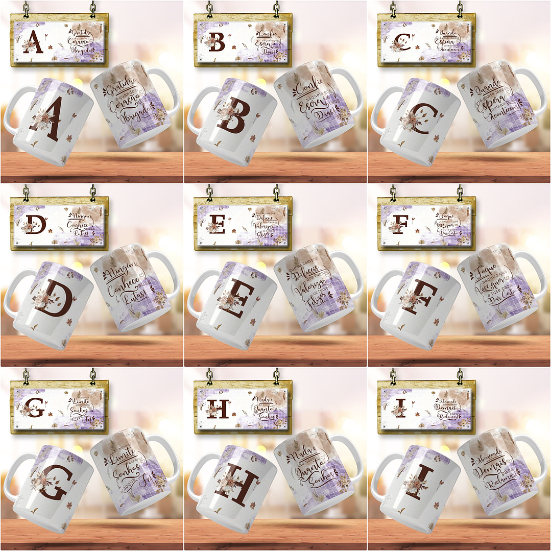 26 Artes para Caneca Alfabeto Arquivo Editável  1