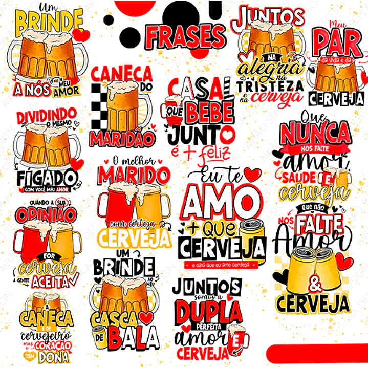 Kit digital Caneca Cheia Casal Feliz Dia dos Namorados Arquivo em Png 2