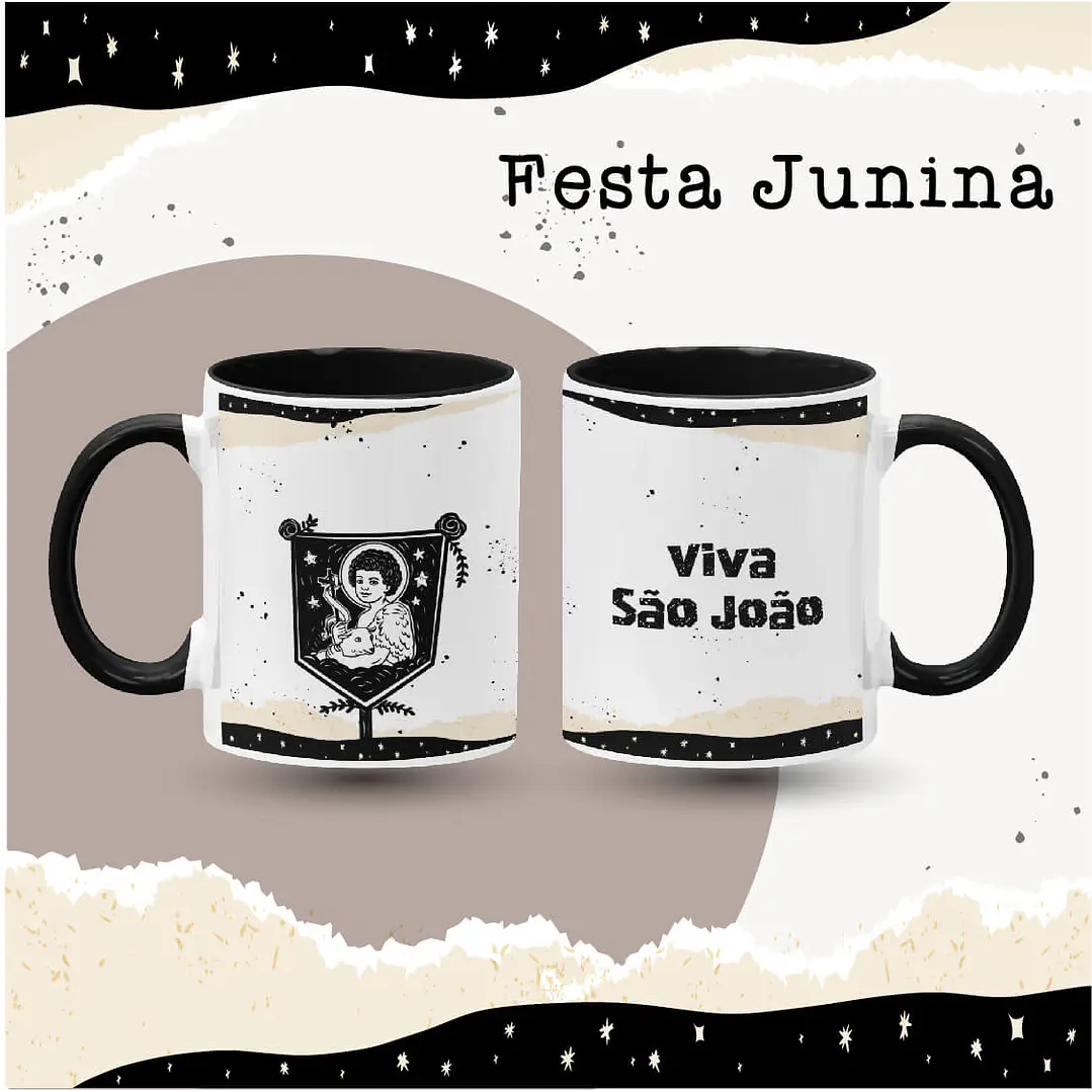 8 Artes para Caneca São João Festa Junina Xilografia Arquivo em Jpg 2