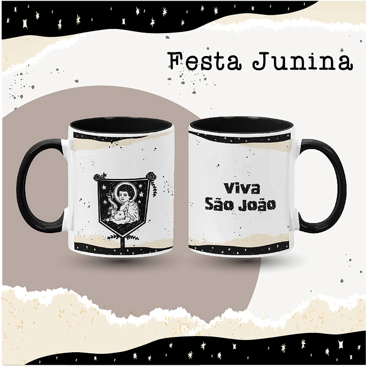8 Artes para Caneca São João Festa Junina Xilografia Arquivo em Jpg 2