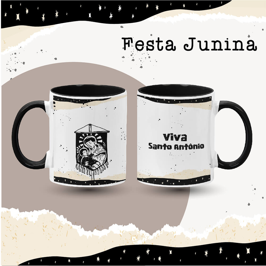 8 Artes para Caneca São João Festa Junina Xilografia Arquivo em Jpg 4