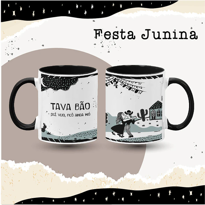 8 Artes para Caneca São João Festa Junina Xilografia Arquivo em Jpg 8