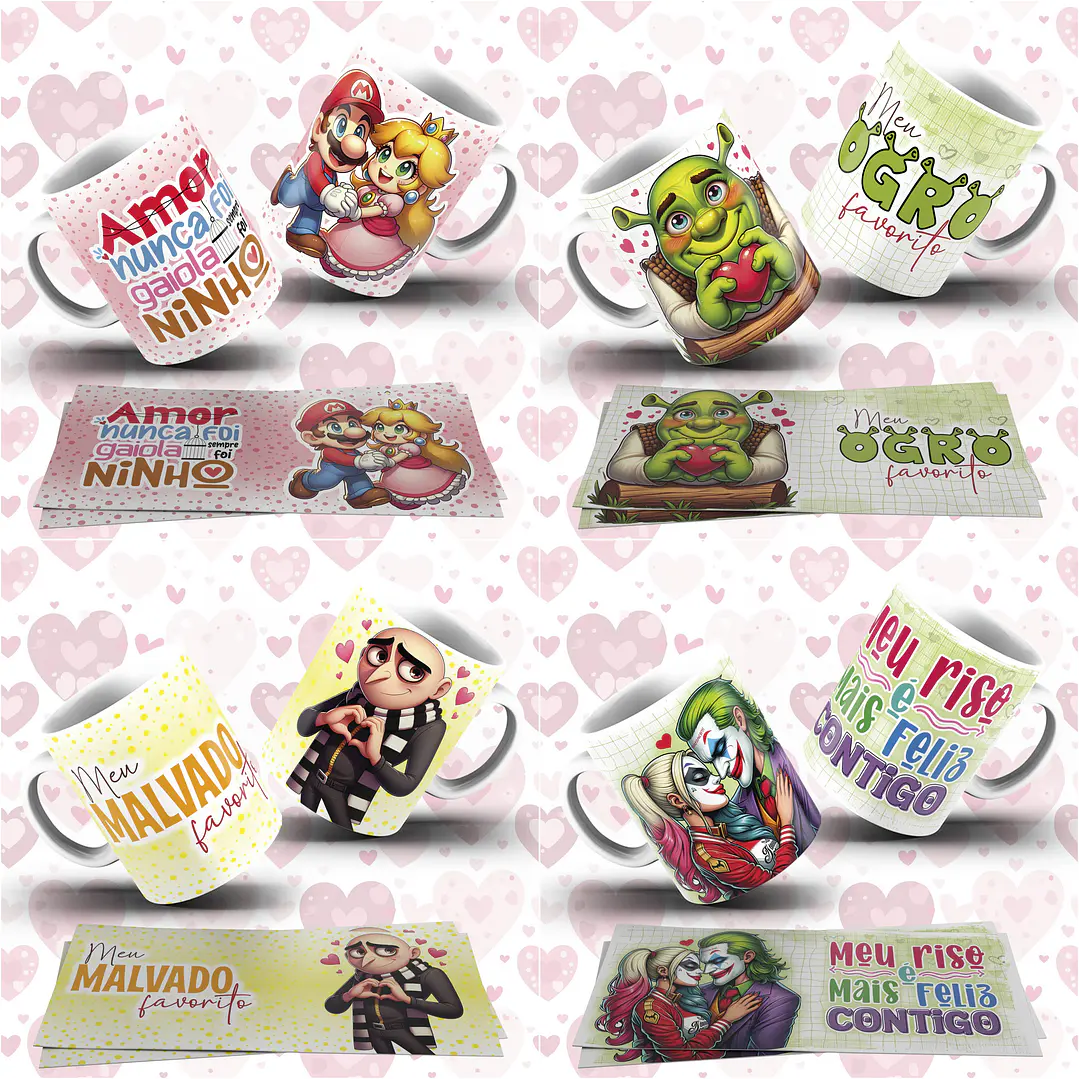 31 Artes para Caneca Dia dos Namorados Personagens Arquivo em Jpg  3