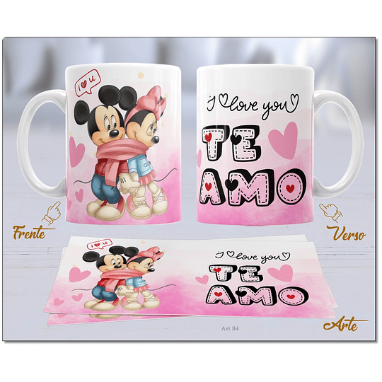 20 Artes para Caneca Dia dos Namorados Mickey e Minnie Arquivo Editável 