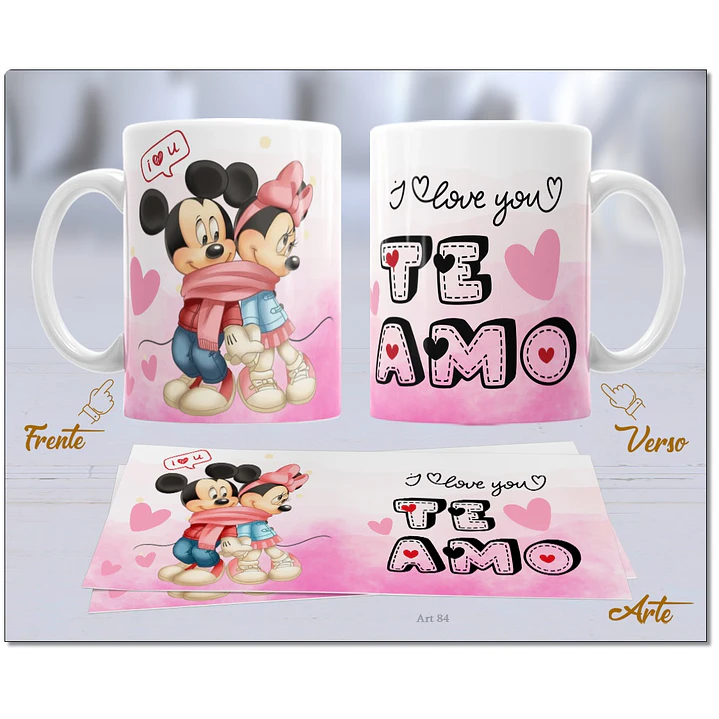 20 Artes para Caneca Dia dos Namorados Mickey e Minnie Arquivo Editável  1