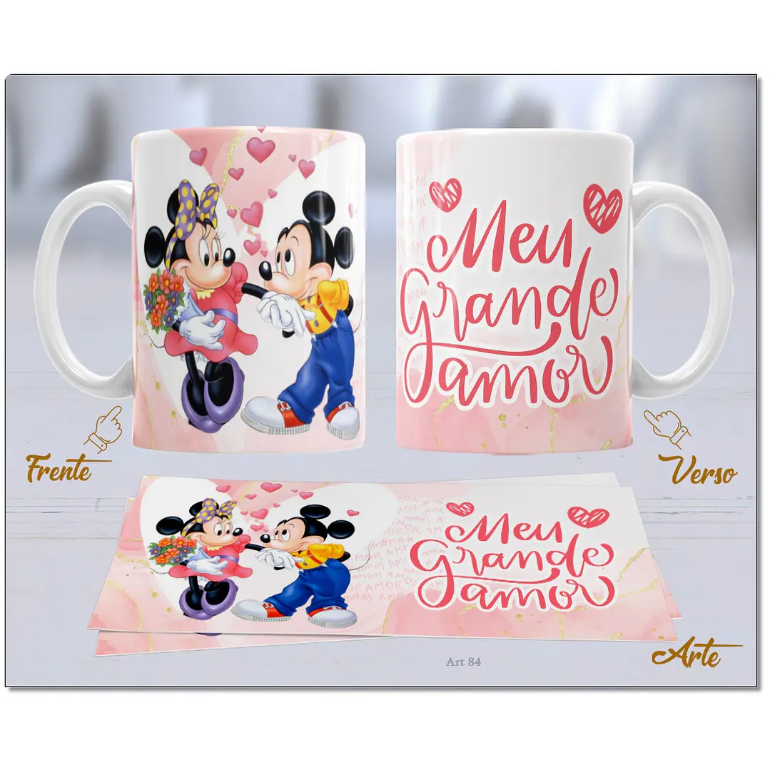 20 Artes para Caneca Dia dos Namorados Mickey e Minnie Arquivo Editável  2