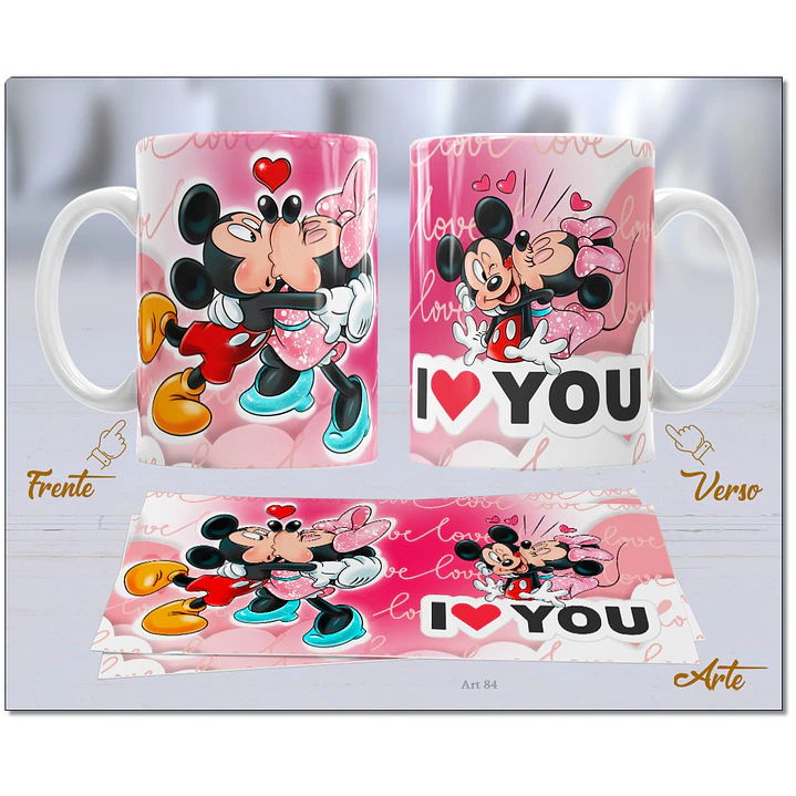 20 Artes para Caneca Dia dos Namorados Mickey e Minnie Arquivo Editável  7