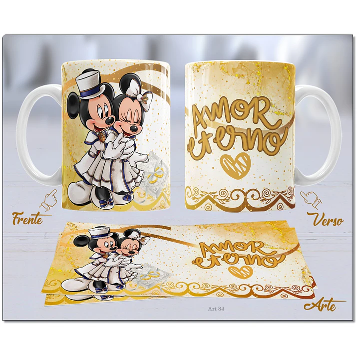 20 Artes para Caneca Dia dos Namorados Mickey e Minnie Arquivo Editável  9