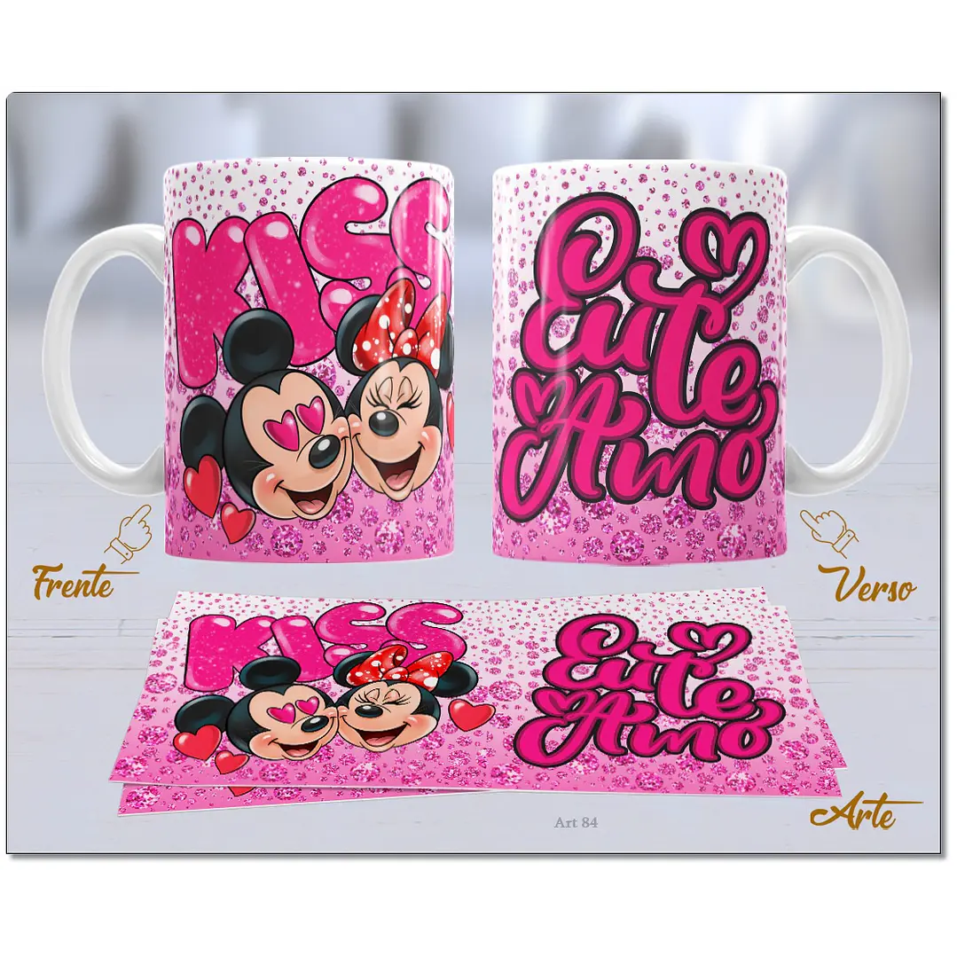 20 Artes para Caneca Dia dos Namorados Mickey e Minnie Arquivo Editável  10